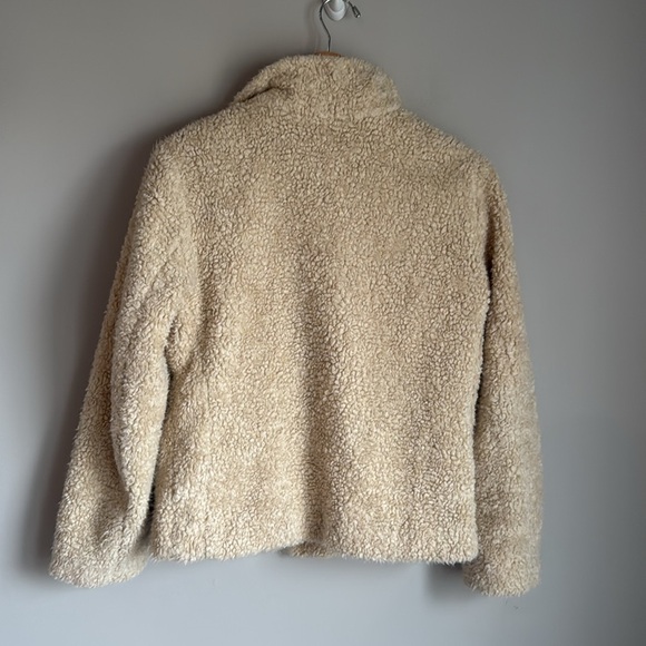 Pendleton Sherpa Jacket Ivory Blue Flannel Fuzzy Gorpcore Nature Small - Picture 3 of 10